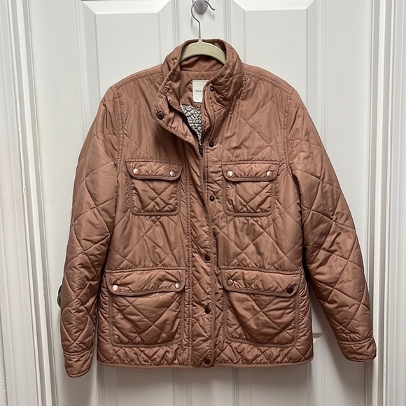 Rose Gold Quilted‎ Sherpa Lined Barn Jacket Medium - Picture 1 of 7